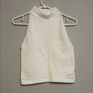 White Ribbed Sleeveless Top